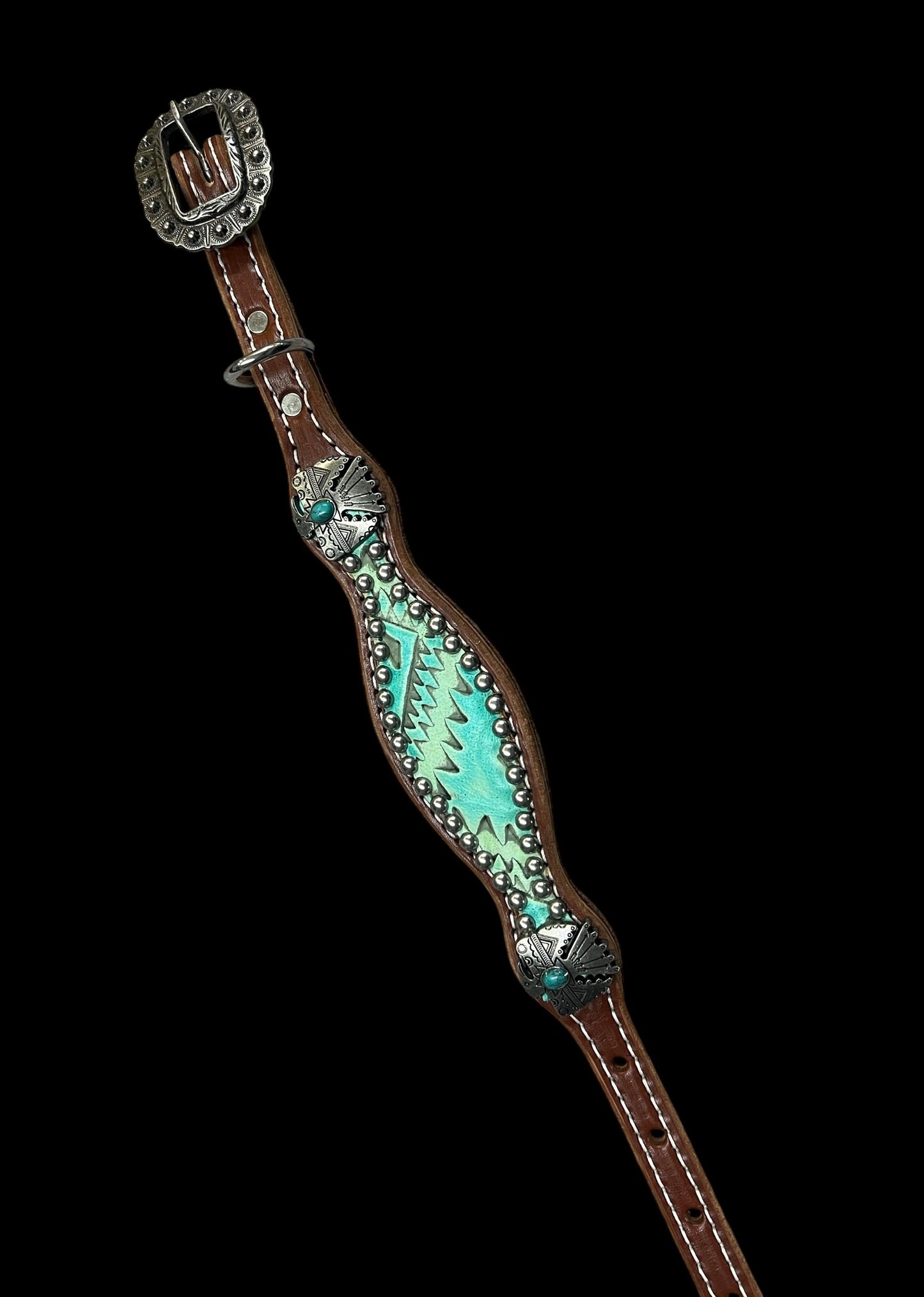 Turquoise aztec on medium  leather