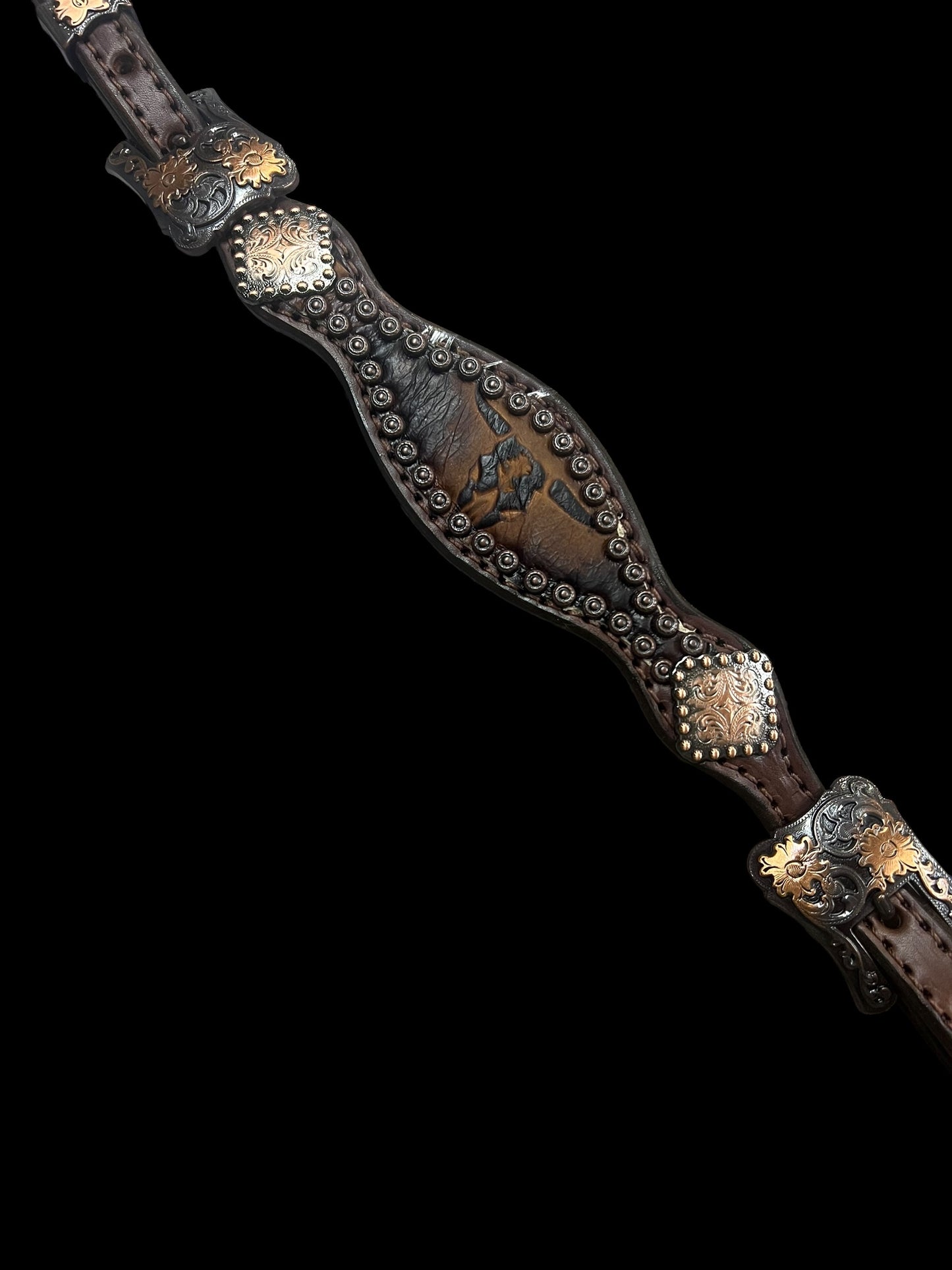 Brown longhorns on Walnut Leather