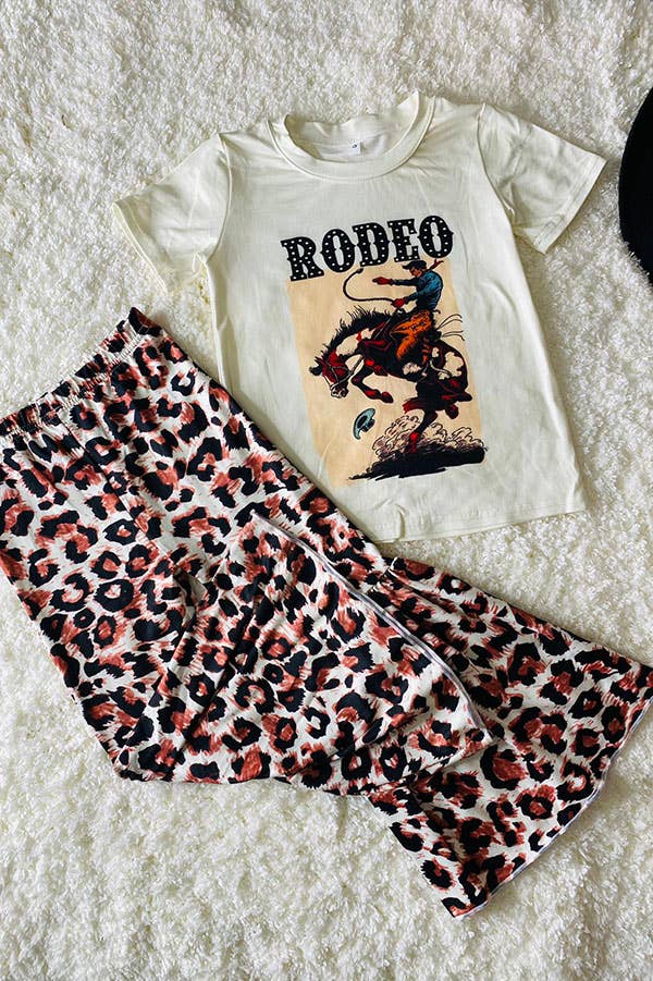 RODEO Riding horse top leopard pant girls set