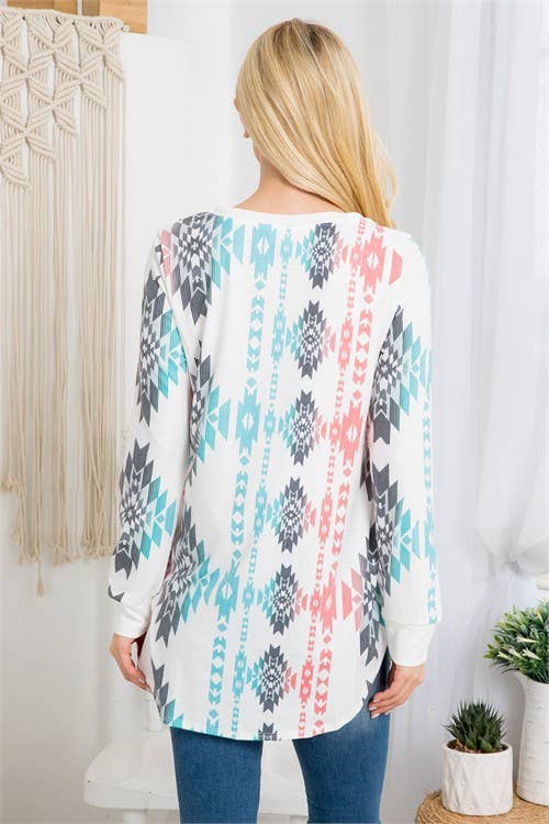 SOPHIA AZTEC PRINT TOP