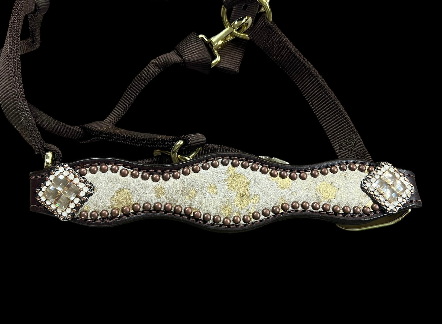 Gold and white acid wash on dark leather