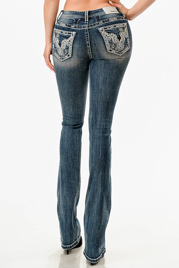 Heavy Stitches Modify Mid-Rise Boot Cut 34" inseam by Grace in LA