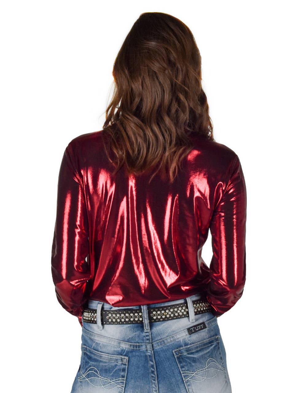 Pullover Button Up (Red Shiny Metallic Lightweight Jersey