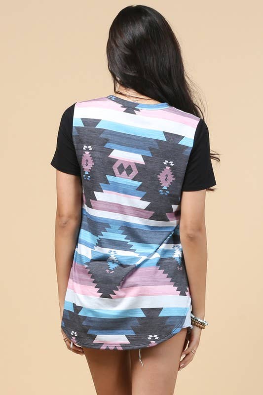 IINES AZTEC PRINT COLOR BLOKCK T SHIRT