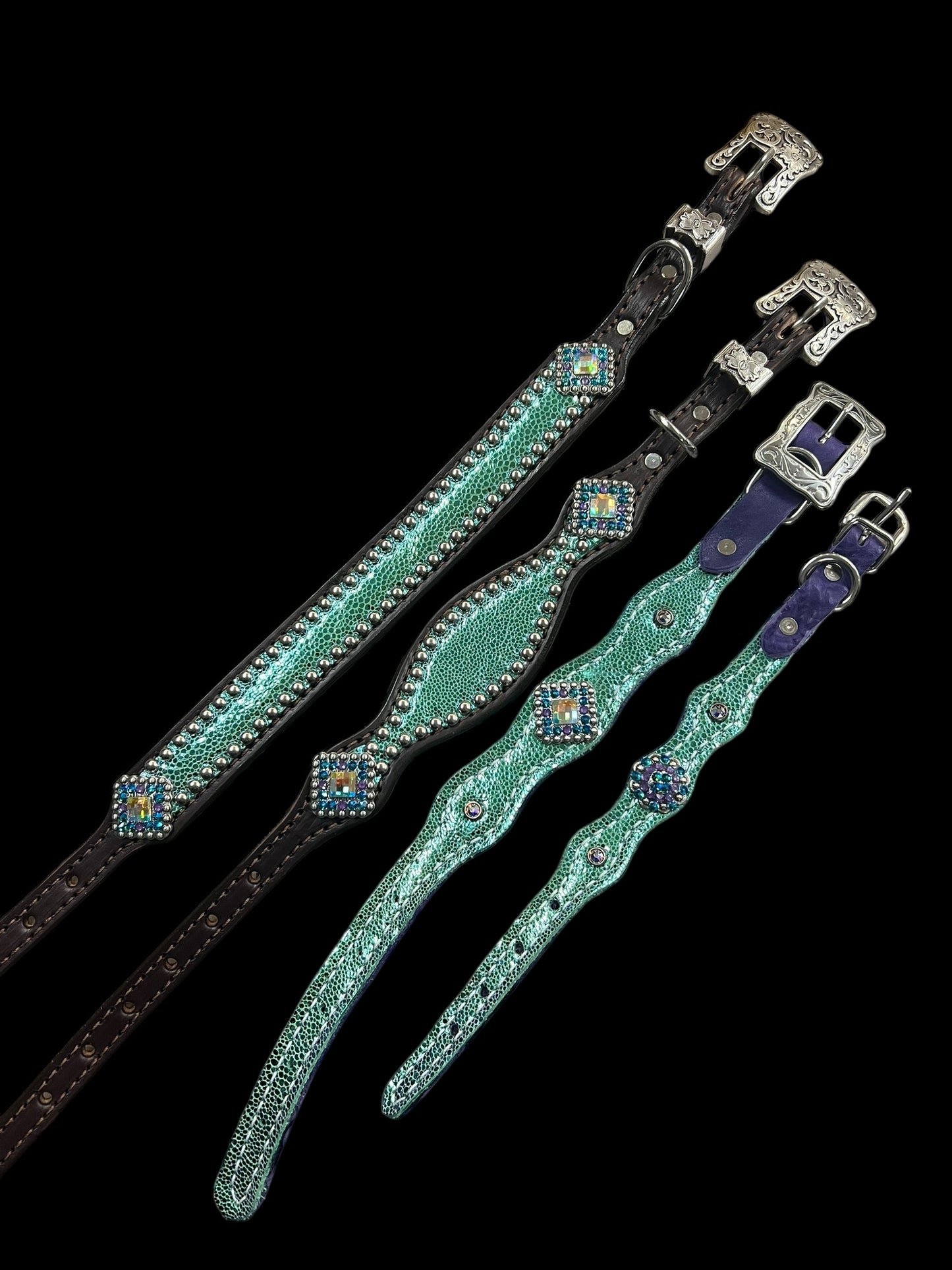 Mermaid tail glitter on Chocolate leather