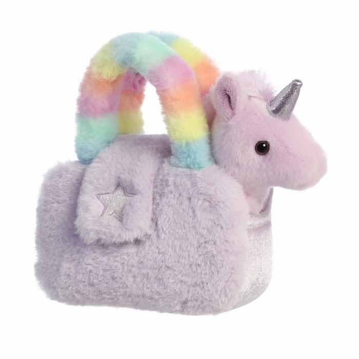 7" Unicorn Stuffed Animal in Plush Purse