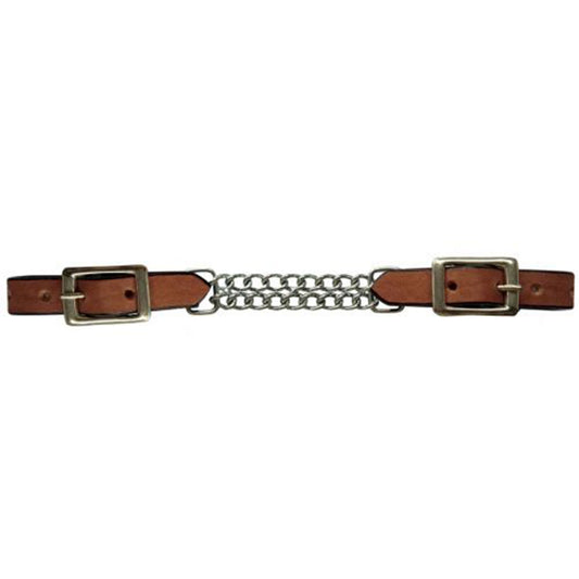 Showman leather curb with double chain
