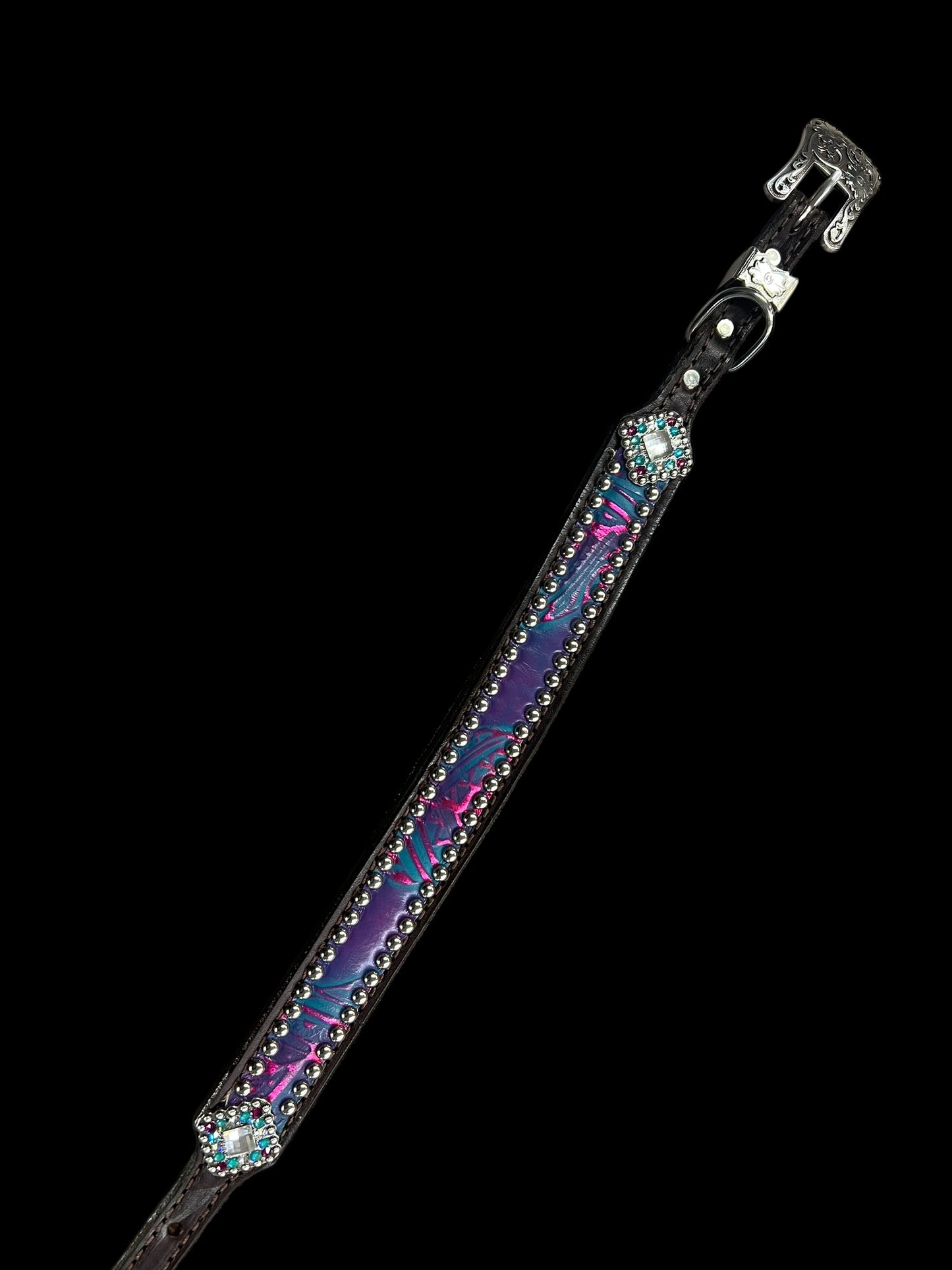 Retro Feathers on chocolate leather