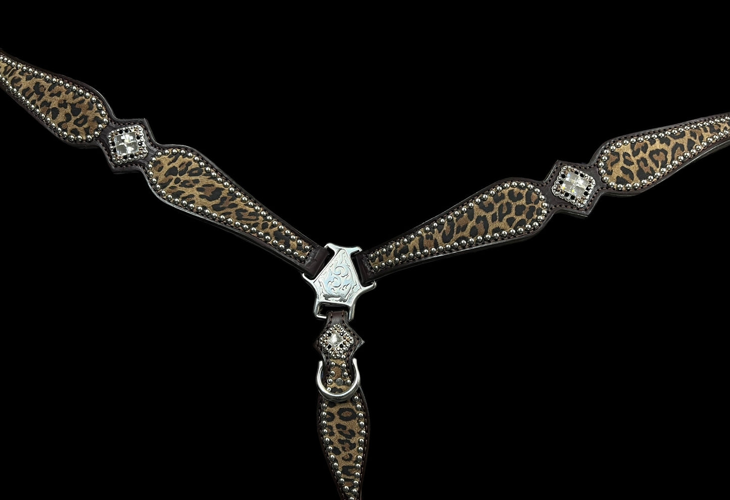 Leopard on dark leather