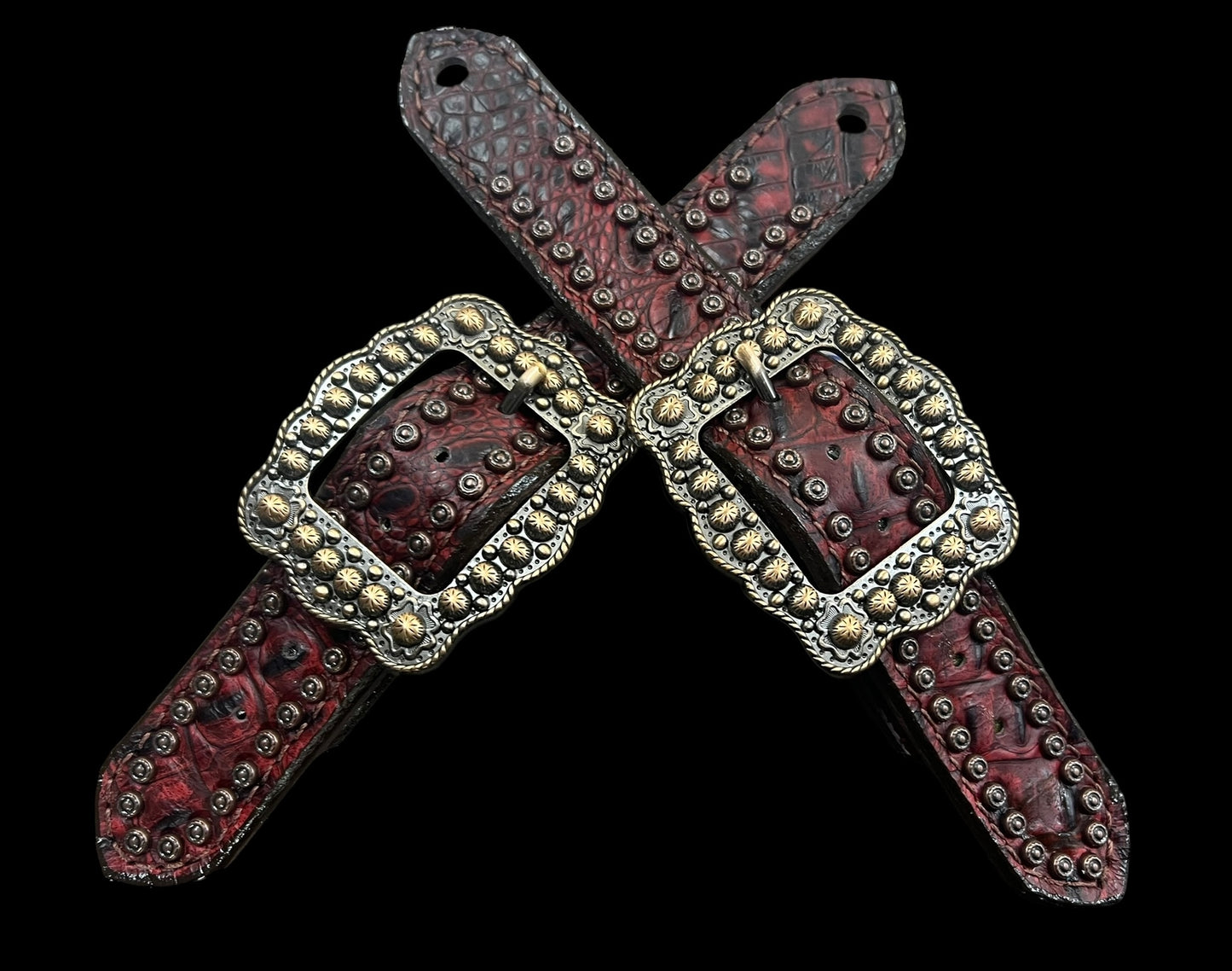 Dark red gator on dark leather