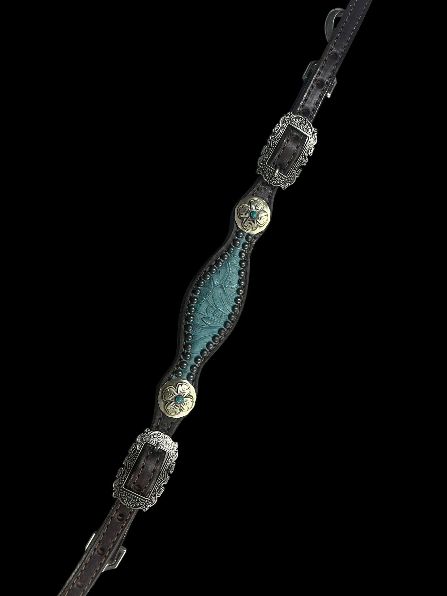 Fiji floral on dark leather