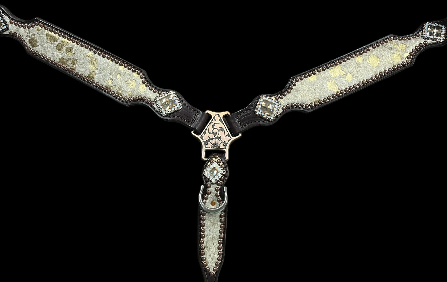 Gold and white acid wash on dark leather