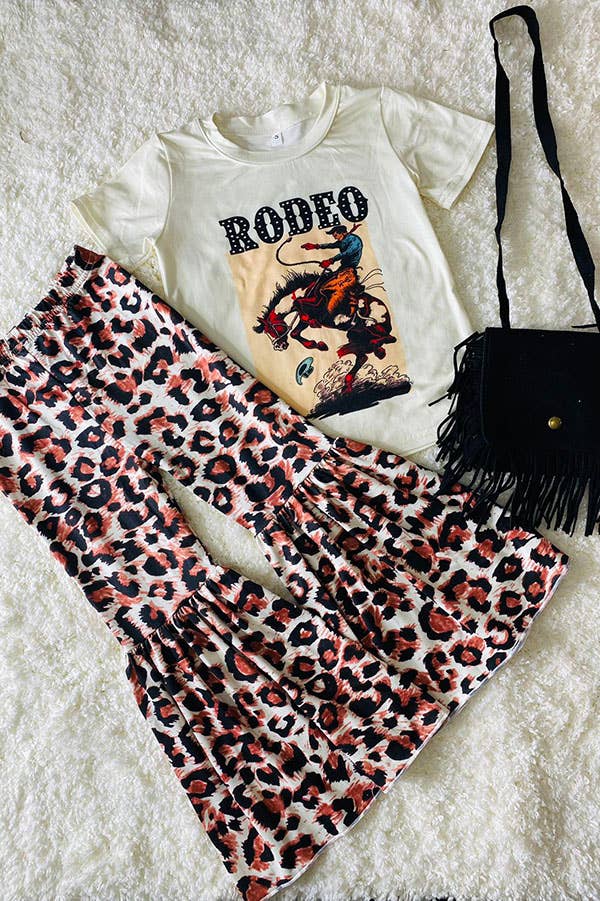 RODEO Riding horse top leopard pant girls set