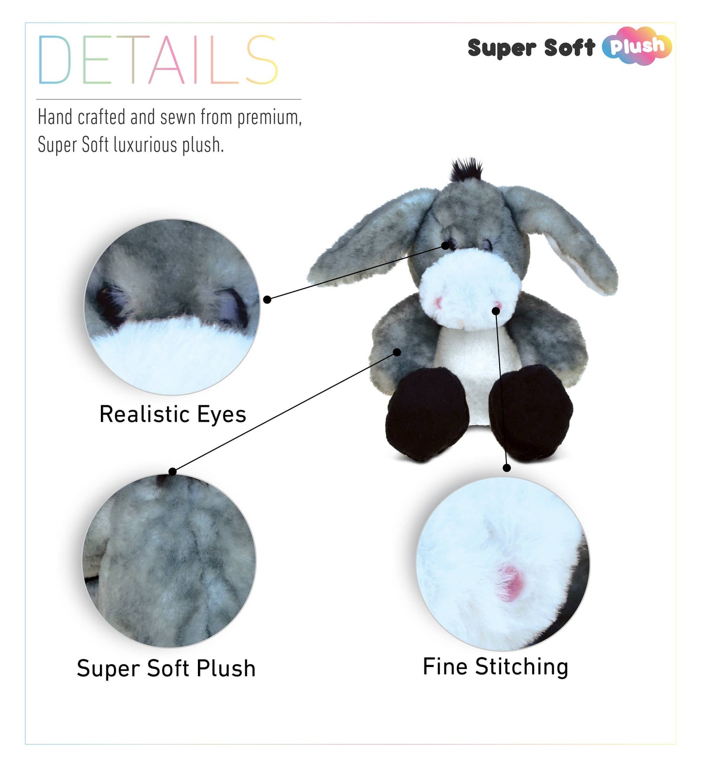 Super Soft Plush - Sitting Grey Donkey