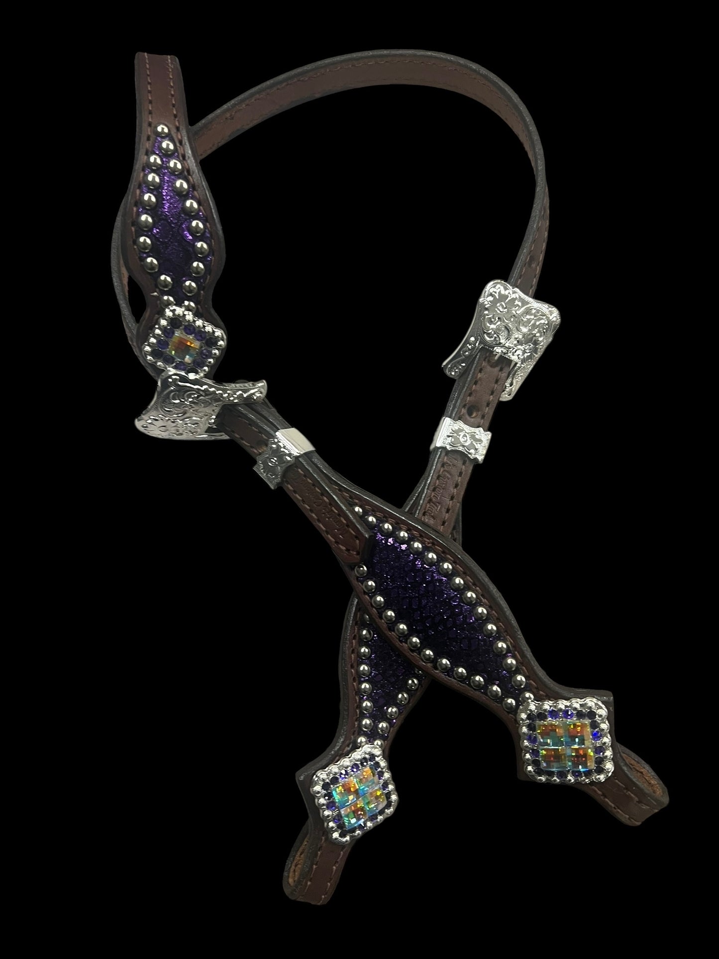 Purple mystic on Walnut leather