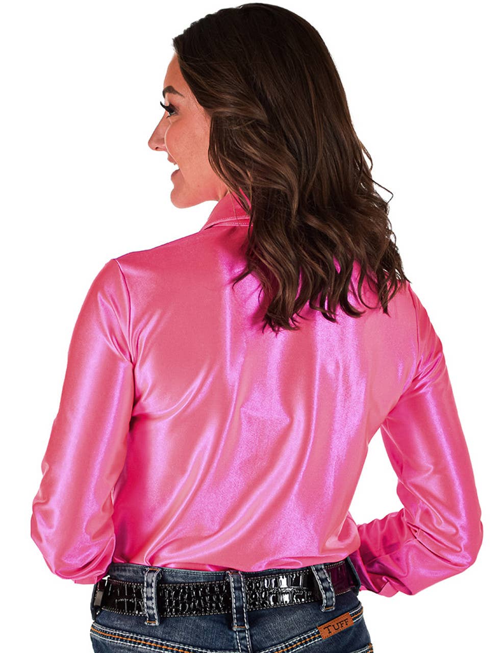 Pullover Button Up (Hot Pink Satin Lightweight Stretch)