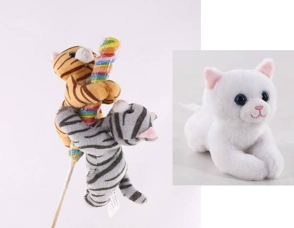 9" Lollyplush Cat Asst w/ 14" Rainbow Lollipop