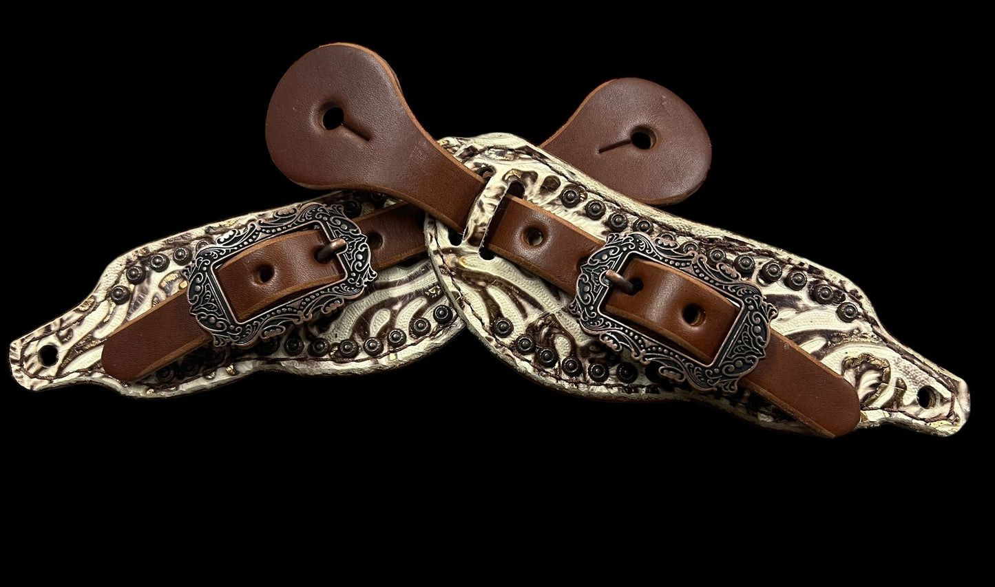 Latte cowboy tooled on medium leather