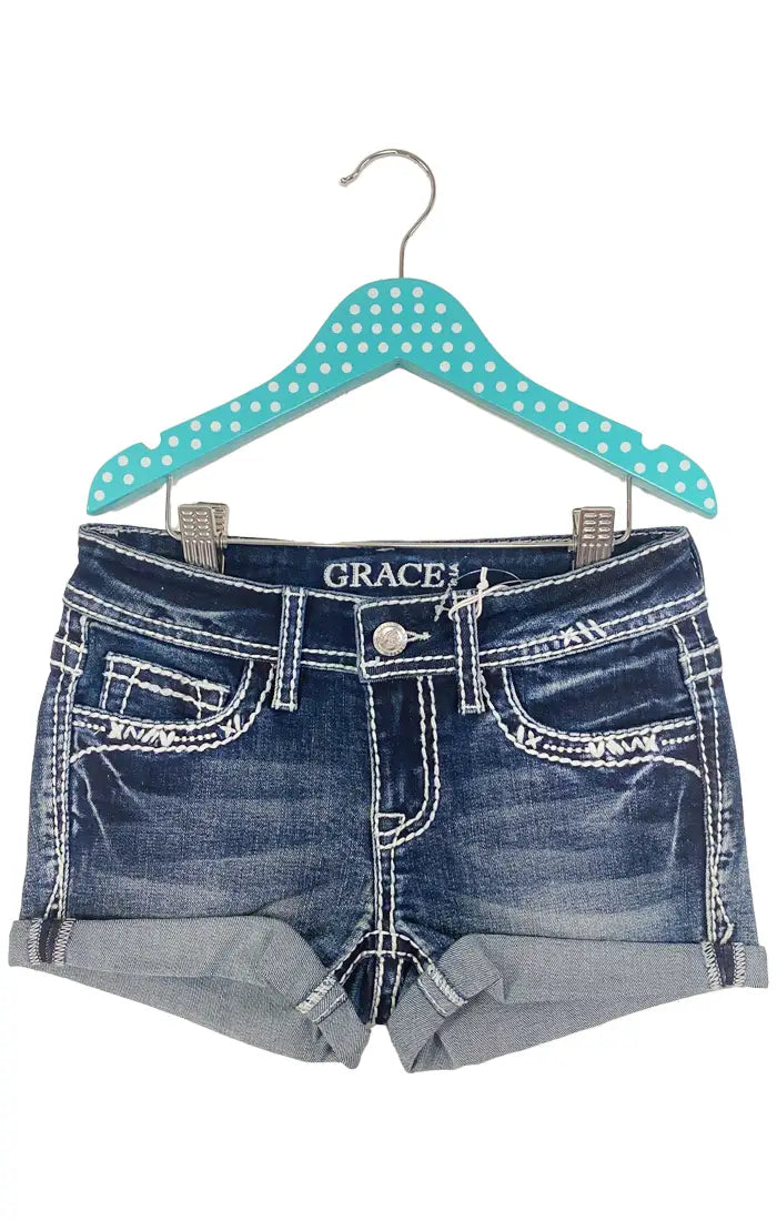 Border Stitches Detail Girl Shorts| GH-51803