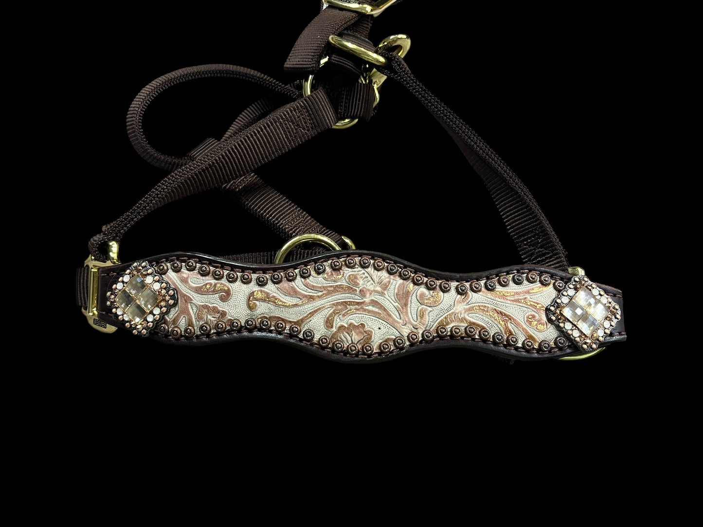 Ginger floral on dark leather