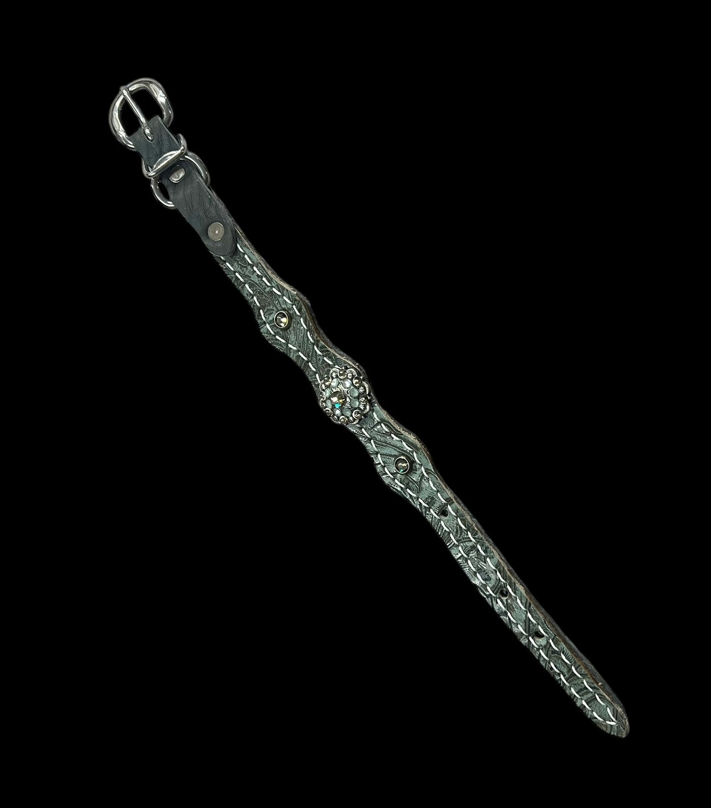 Sage Dallas Floral on walnut leather