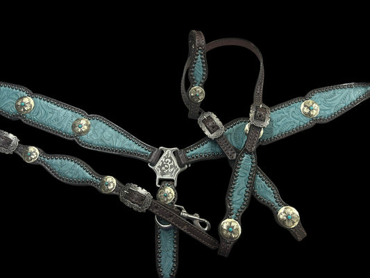 Fiji floral on dark leather