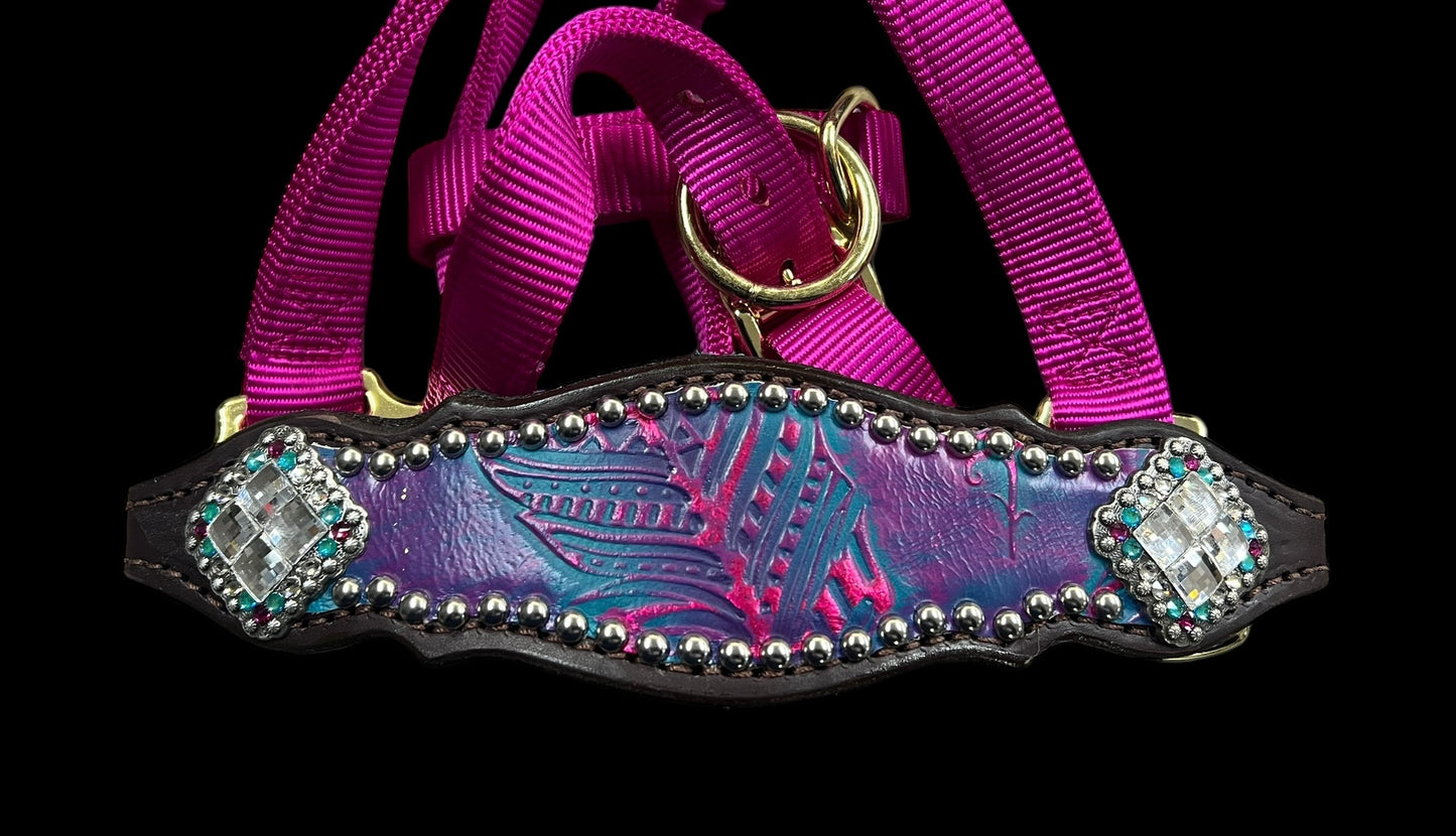 Retro Feathers on chocolate leather