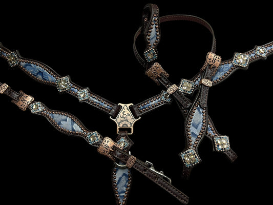 Blue Laredo on chocolate leather