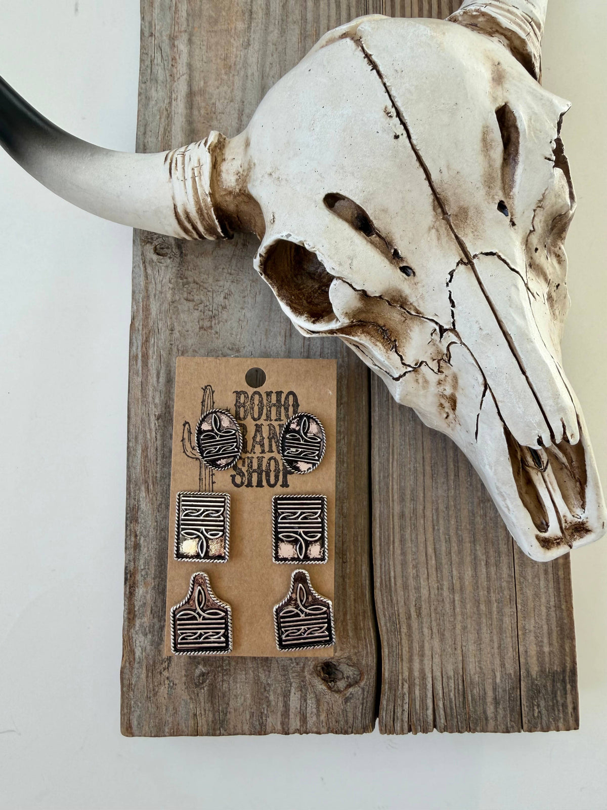 3 Pair Western Boot Stitch Earring Set