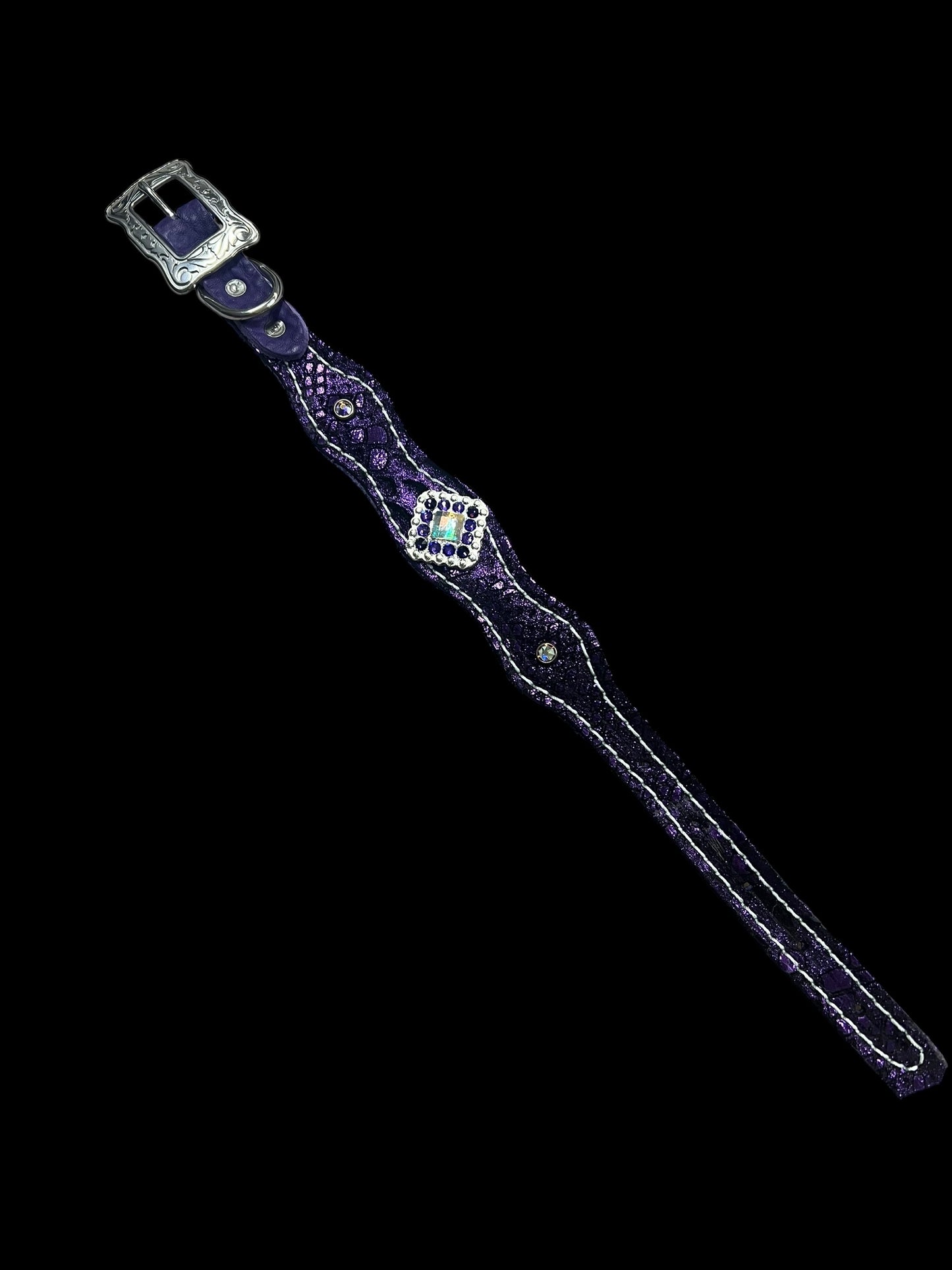 Purple mystic on Walnut leather