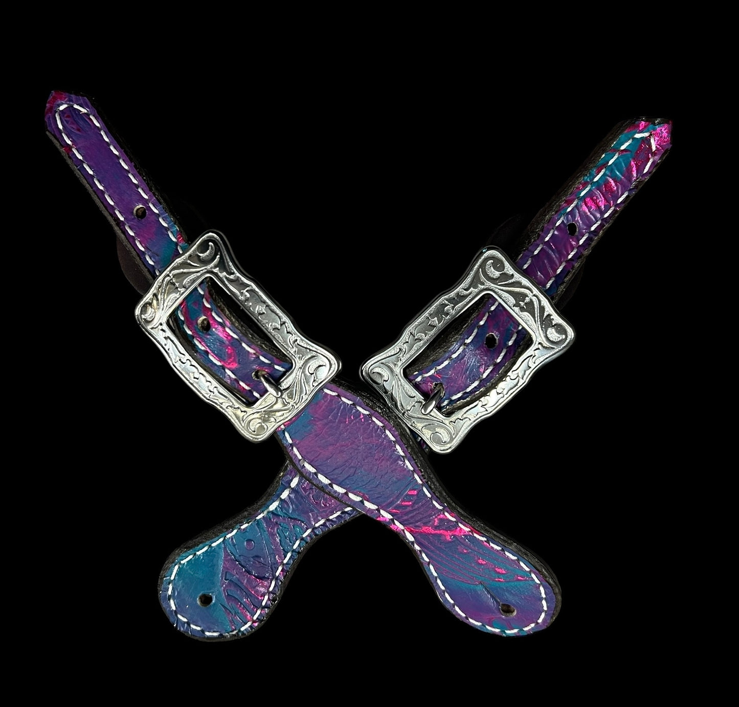 Retro Feathers on chocolate leather