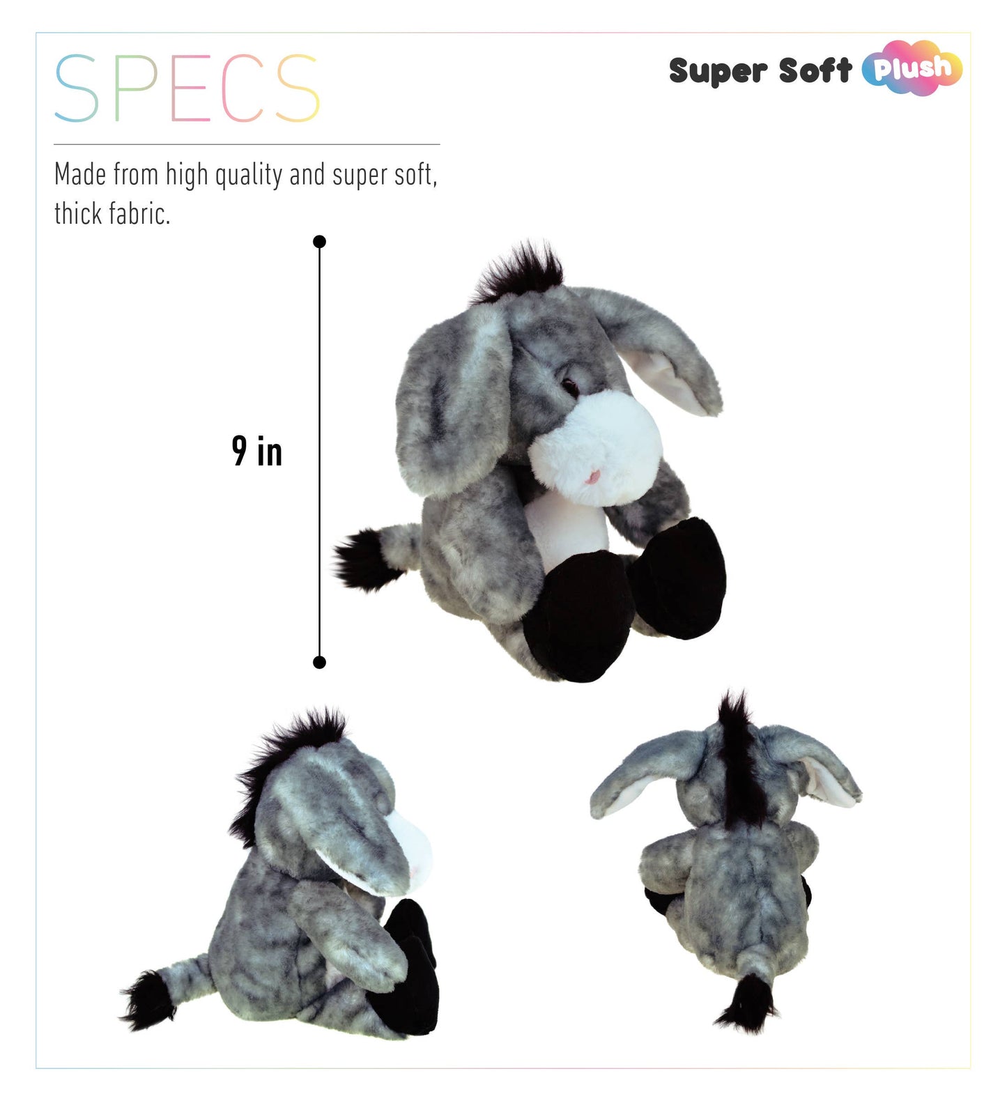Super Soft Plush - Sitting Grey Donkey
