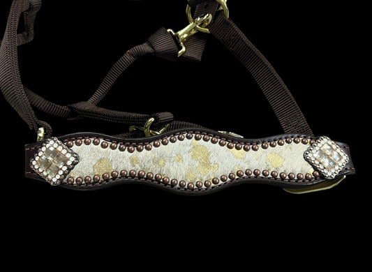 Gold and white acid wash on dark leather