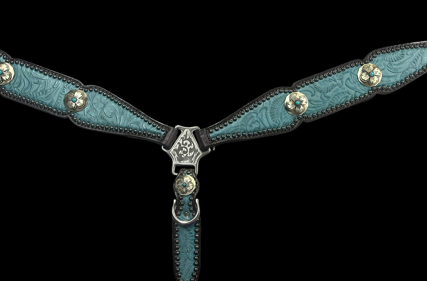 Fiji floral on dark leather