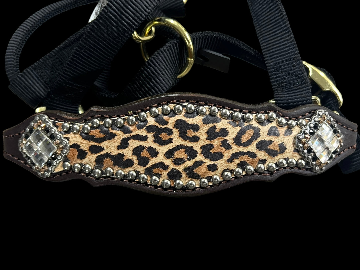 Leopard on dark leather