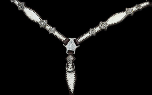 White with silver tips gator on dark leather