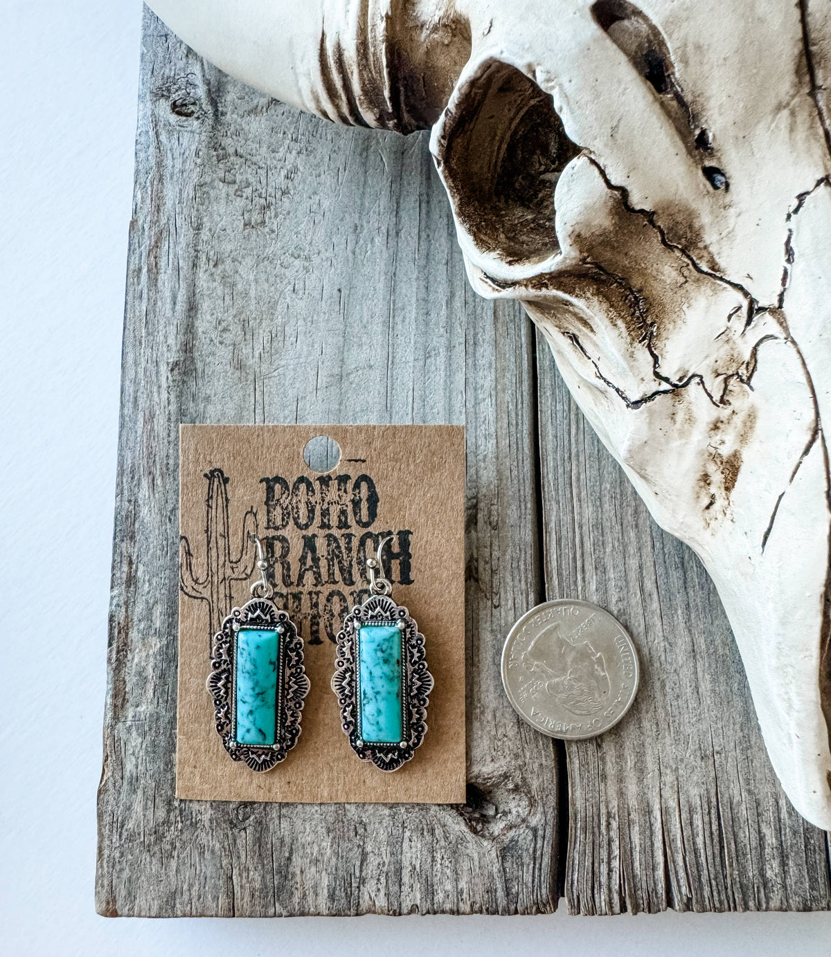 Western Hand Stone Stud Earrings - Turquoise 