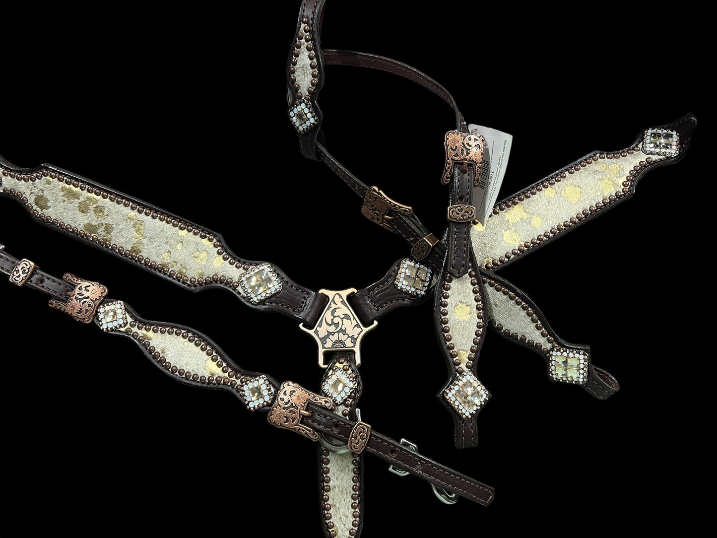 Gold and white acid wash on dark leather