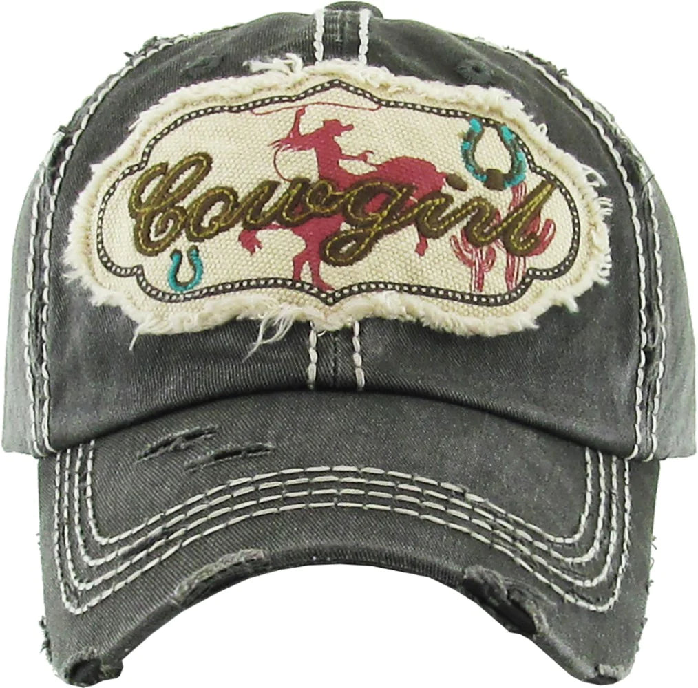 COWGIRL WASHED VINTAGE CAP BLACK