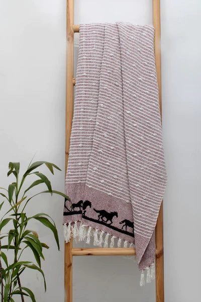 COTTON THROW HORSES