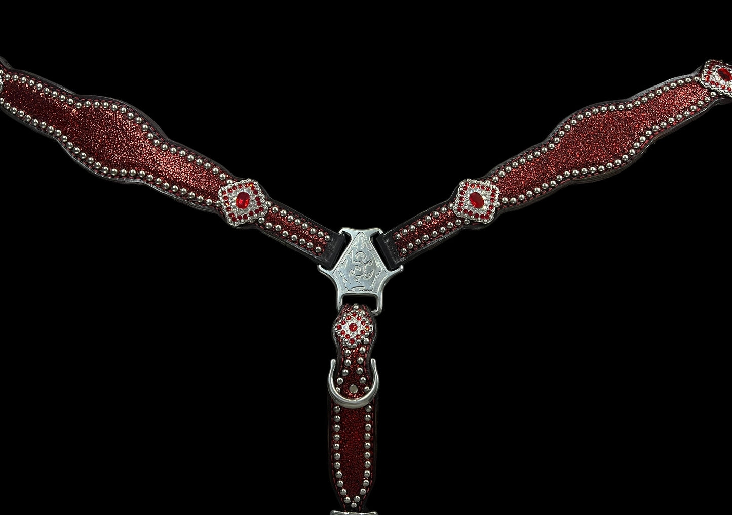 Metallic Red on dark leather