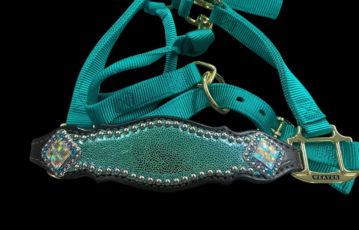 Mermaid tail glitter on Chocolate leather