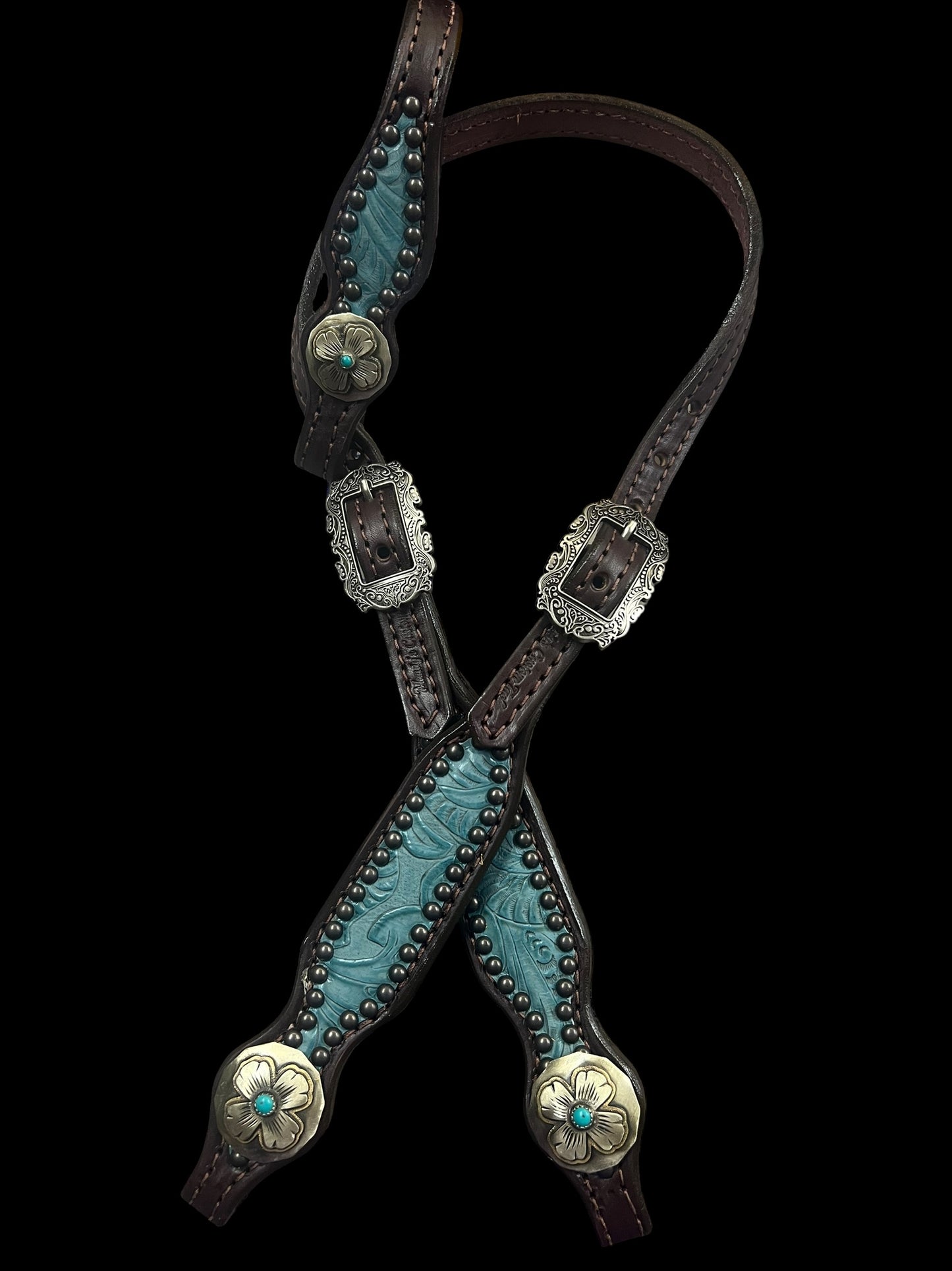 Fiji floral on dark leather