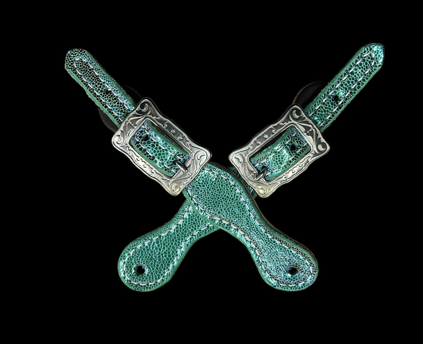 Mermaid tail glitter on Chocolate leather