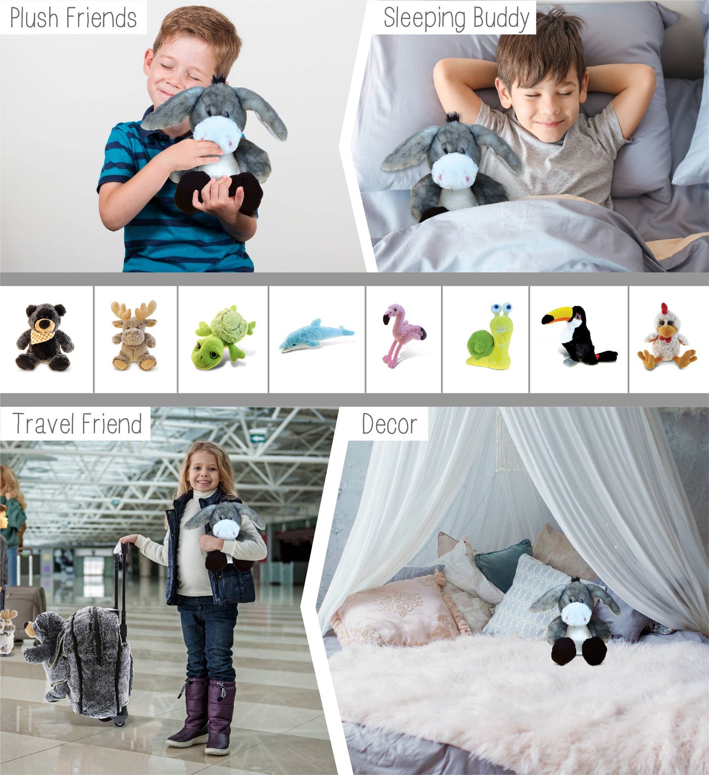 Super Soft Plush - Sitting Grey Donkey