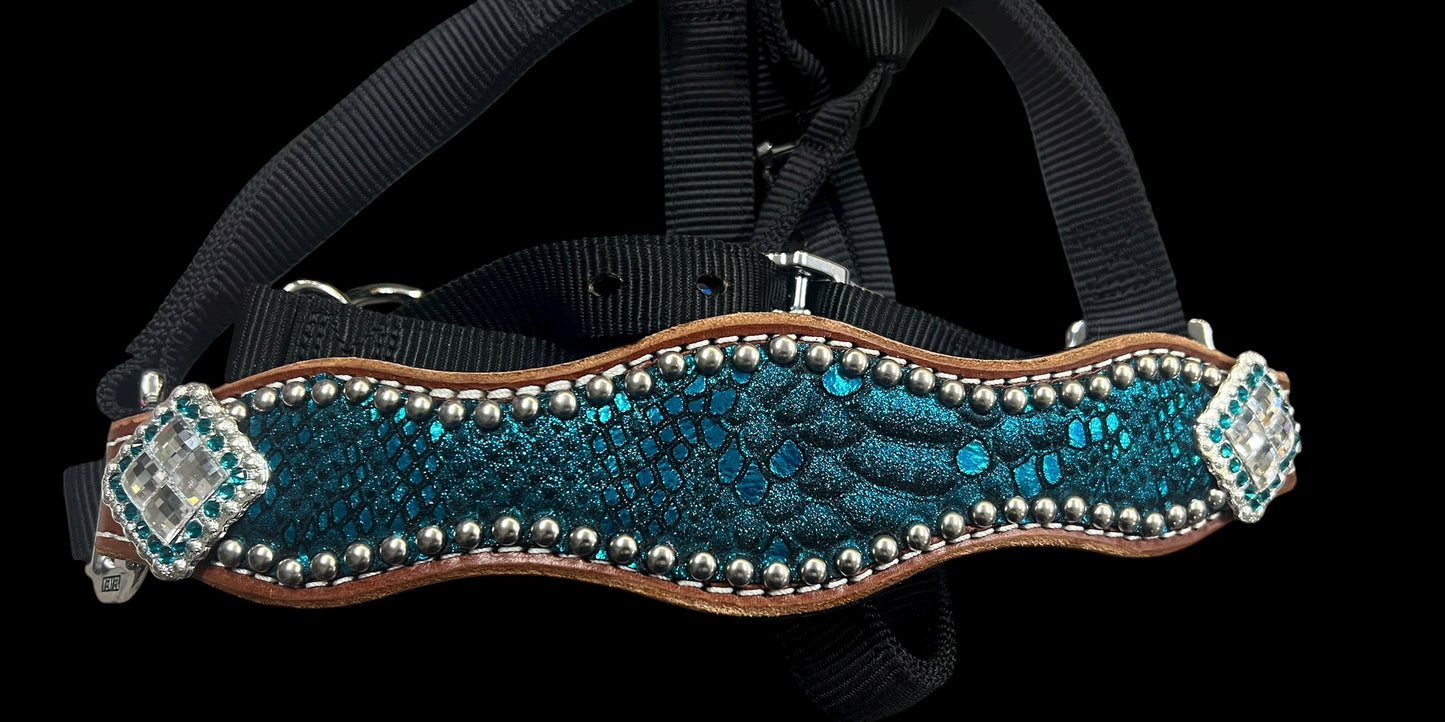 teal mystic on medium leather