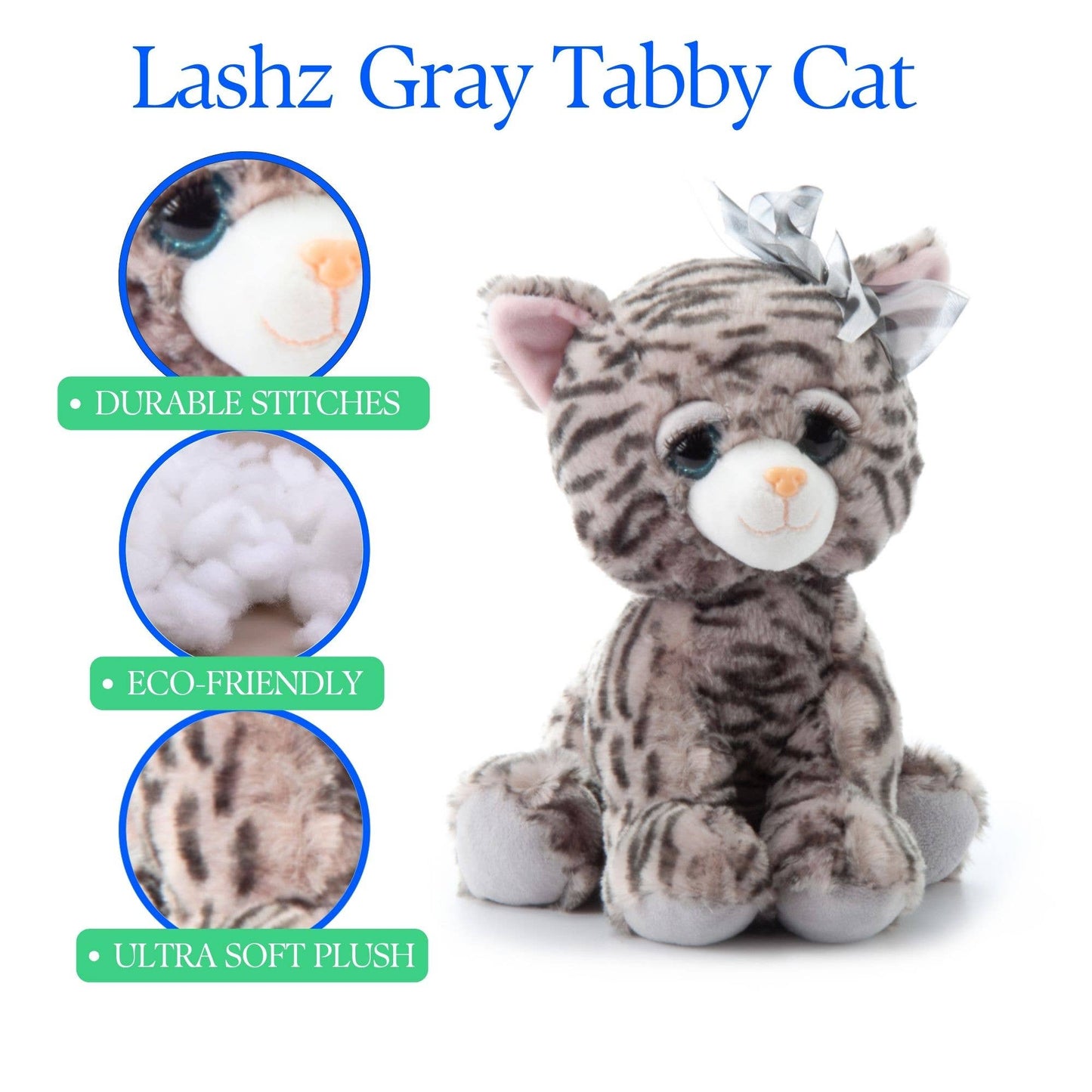 10" (25cm) Lash'z Tabby Cat Shadow - Grey