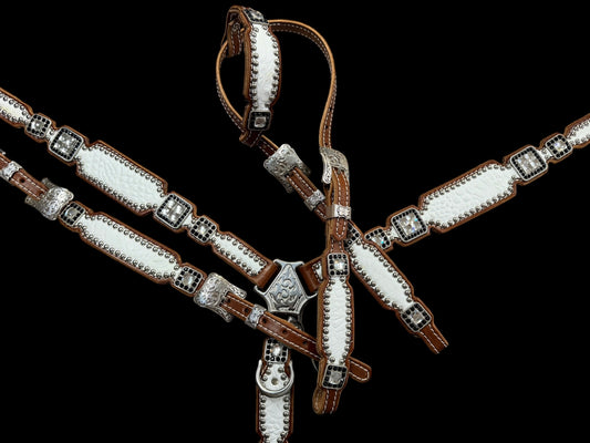White gator on medium  leather