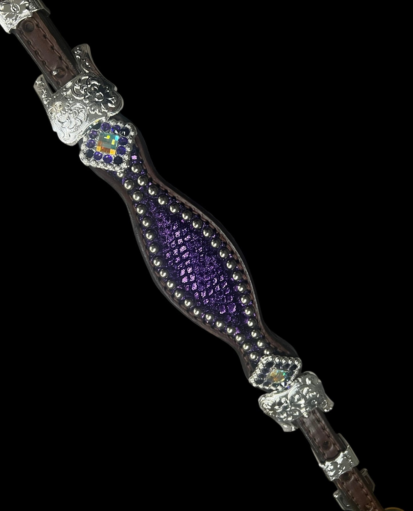 Purple mystic on Walnut leather