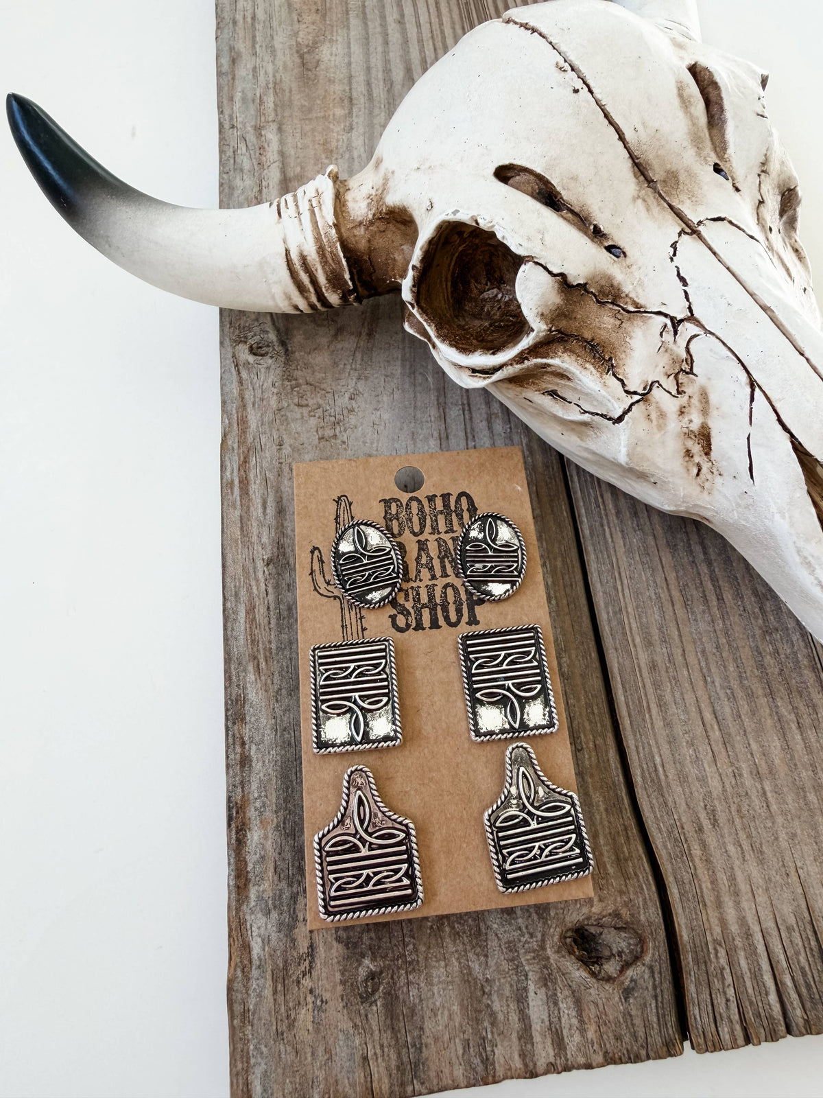 3 Pair Western Boot Stitch Earring Set